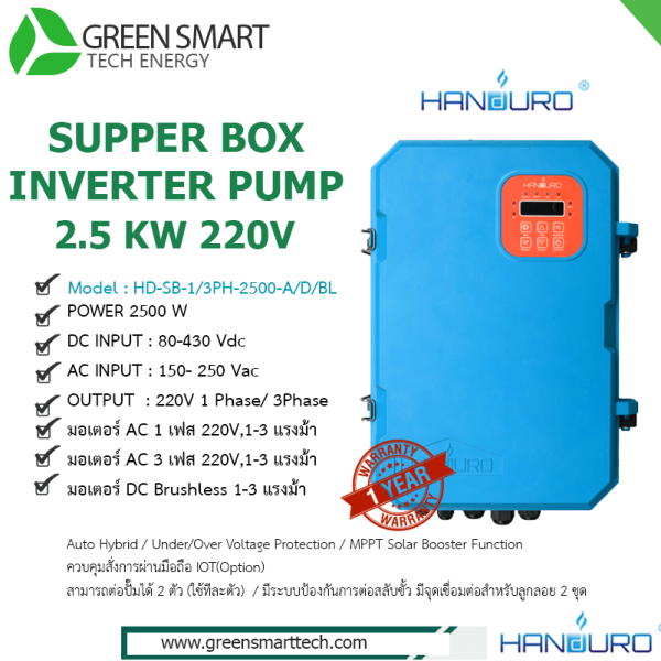 Mini Box Handuro อินเวอร์เตอร์ปั้มน้ำ Handuro Super Box 2500W – Green Smart tech Energy